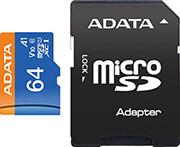 AUSDX64GUICL10A1-RA1 PREMIER MICRO SDXC 64GB UHS-I V10 CLASS 10 RETAIL WITH ADAPTER ADATA